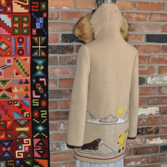 Vintage James Bay Seal Hunt INUIT WOOL PARKA COAT FUR Quilted Lining S-M - Picture 6 of 9